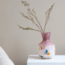 Axyaa Pink Gradient Glass Flower Vase for Home Decor