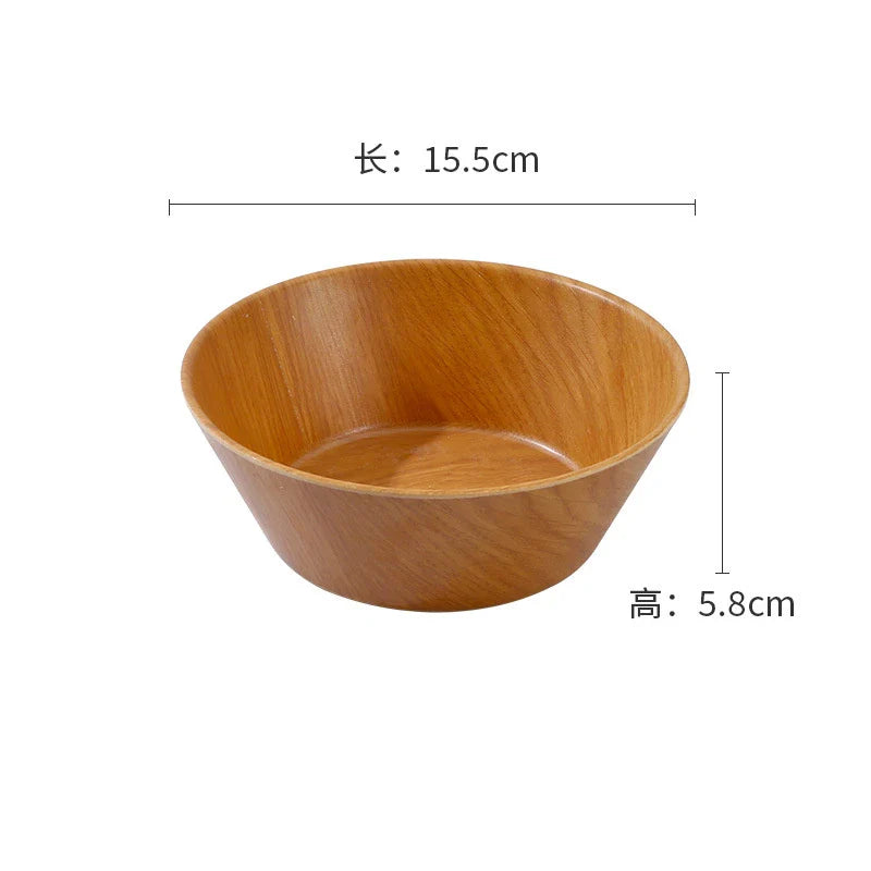 Axyaa Wood Grain Soup Bowl: Japanese Style, Large Capacity Rice Bowl