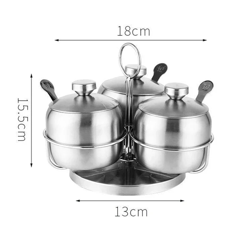 Axyaa Steel Seasoning Jars Set : Spice Container Condiment Bowls Sugar Salt Bowl