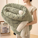 Axyaa Plush Fleece Throw Blanket for Sofa Bed - Warm Double Layer Plaid Blanket