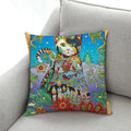 Axyaa Peacock Oil Painting Cushion Cover 45x45cm Nordic Style Linen Sofa Pillow