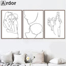 Axyaa Family Portrait Line Wall Art Canvas Poster Son Daughter Love Bedroom Decor