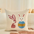 Axyaa Easter Bunny Cushion Cover - Cozy Embroidered Canvas Pillow for Living Room