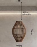 Axyaa Rattan Bamboo Woven Lantern Chandelier - Wabi Sabi Style Pendant Light