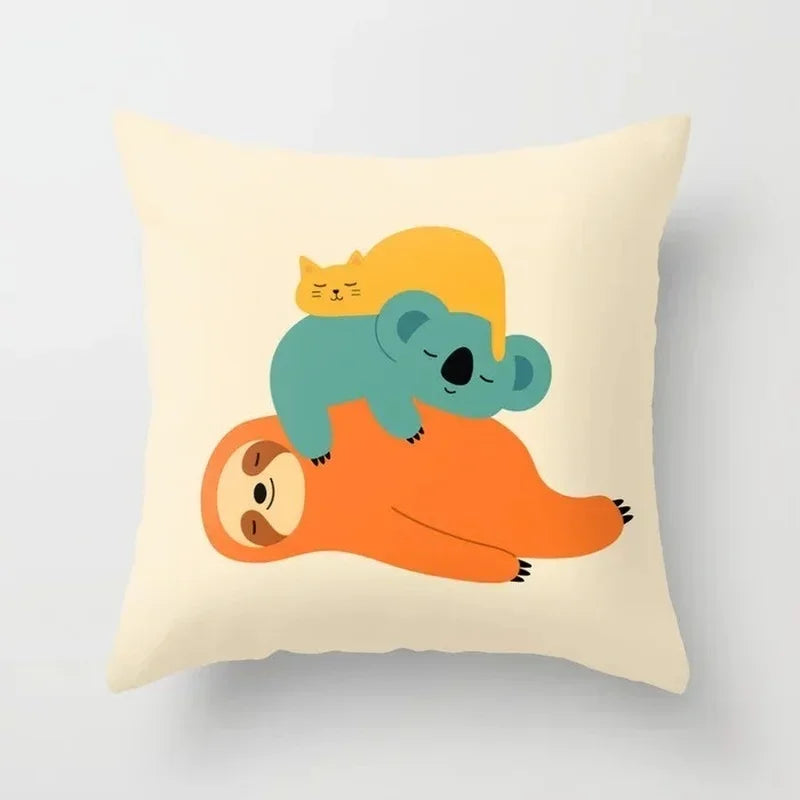 Axyaa Cartoon Animal Pillowcase: Office Car Seat Decor, Sofa Bedroom Cute Pillowcase