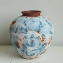 Axyaa Retro Ceramic Vase, Handcrafted Chaji Style Flower Arrangement & Earthenware Jar