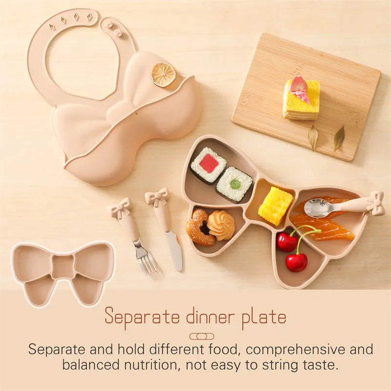 Axya Kids Silicone Bib and Stainless Steel Tableware Set