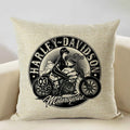 Axyaa Motorcycle Pattern Cushion Cover 45x45cm - Black and White Design