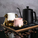 Axyaa Camel Espresso Cups Set - 110ml Ceramic Coffee Cups and Plates