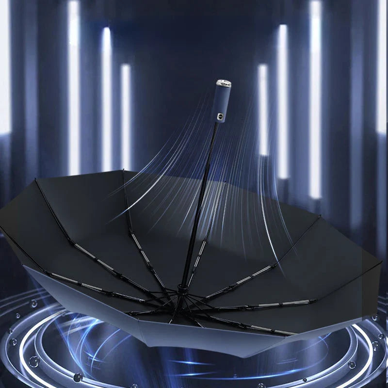 Axya LED Flashlight Umbrella - 10 Bone Windproof Business Automatic Three-Fold Umbrella