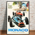 Axyaa Retro Monaco Race Car Wall Art Canvas Painting for Home Decor