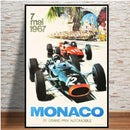 Axyaa Retro Monaco Race Car Wall Art Canvas Painting for Home Decor