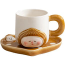 Axyaa Chestnut Ceramic Coffee Cup, Saucer, Plate, Bowl Set - Home Kitchen Tableware