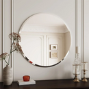 Axyaa Beveled Silver Edge Round Wall Mirror - Frameless Decor Mirror