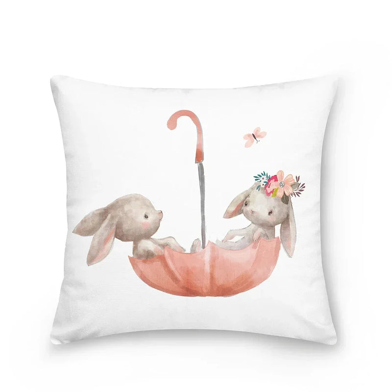 Easter Bunny Polyester Throw Pillow for Home Decor Sofa by Axyaa