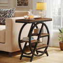 Axyaa 3-Tier Geometric End Table with Storage Shelf, Modern Wood Side Table