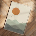 Sage Green Geometric Landscape Canvas Print for Modern Living Room Decor by Axyaa