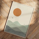 Sage Green Geometric Landscape Canvas Print for Modern Living Room Decor by Axyaa