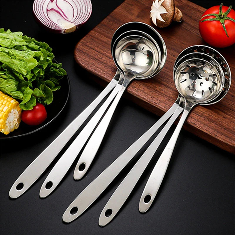 Axyaa Stainless Steel Long Handle Soup Spoon Colander for Hot Pot Kitchen Utensil