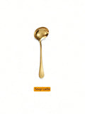 Axyaa Gold Stainless Steel Cutlery Set - 8pcs Buffet Utensils and Food Tongs
