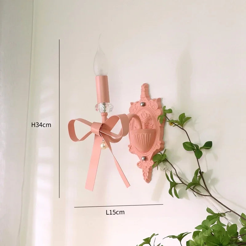 Axyaa Pink Chandelier Bow Pendant Lights for Romantic Home Decor