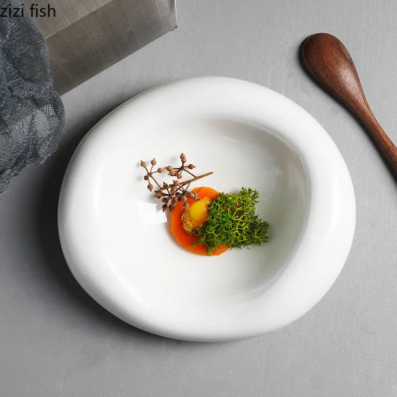 Axya Ceramic Dinner Plates Set for Home Cooking, Solid Color Dishes and Cutlery Tray