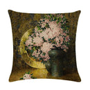 Axyaa Floral Pattern Linen Cushion Cover for Home Sofa, 45x45cm Square Pillowcase
