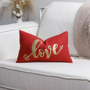 Axyaa Red & White Velvet Embroidered Couple Cushion Cover Set