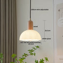 Axyaa Nordic Wood Glass LED Pendant Light for Dining Bedroom Balcony
