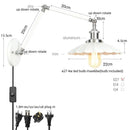 Axyaa Industrial Lens Vintage Loft Wall Lamp with Swing Arms and Pull Chain Switch