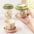 Axyaa Spring Ceramic Coffee Cup with Lid Large Capacity Water Cups Office Mug