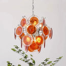 Axyaa Murano Glass Chandelier: Colorful Round Slice Shade Light Fixture