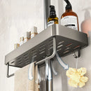 Axyaa Shower Head Holder Wall Mount Shampoo Rack with Integrated Storage Shelf