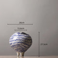 Axyaa Hand Painted Striped Ceramic Vase - Porcelain Flower Pot Home Decor