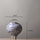 Axyaa Hand Painted Striped Ceramic Vase - Porcelain Flower Pot Home Decor