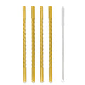 Axyaa Glass Straws Set of 4 - Eco-Friendly Reusable Cocktail Smoothie Accessories
