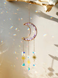 Axyaa Moon Crystal Suncatcher with Colorful Prism Pendant - Garden, Patio, Home Décor