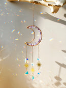 Axyaa Moon Crystal Suncatcher with Colorful Prism Pendant - Garden, Patio, Home Décor