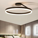 Axyaa Nordic Ring Ceiling Chandelier: White/Black LED Light for Bedroom, Kitchen, Dining Room