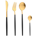 Axyaa Gold Cutlery Set: 4Pcs Stainless Steel Flatware Knives Forks Spoons Teaspoons