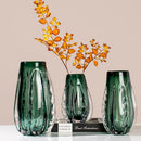 Axyaa Thick Crystal Vase Green Glass Flower Pot Home Décor Arrangement Accessories