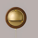 Axyaa Wooden Wall Lamp with Switch, Elegant E27 Bulb in Gold, Silver, or Brass