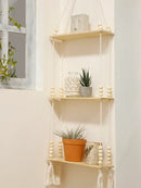 Rustic Wood Wall Hanging Shelves Plant Floating Shelf for Bedroom Living Room Home Decor by Axyaa.