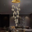 Axyaa Crystal Chandelier Stair Pendant Living Room Lighting