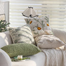 Axyaa Floral Embroidered Cotton Cushion Cover 45x45cm - Jacquard Forest Pillowcase for Home Decor