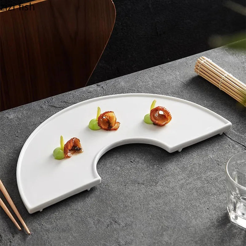 Axya White Ceramic Dining Plate for Restaurant, Sushi, Dessert, Pasta - Molecular Cuisine