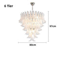 Axyaa Glass Petal Chandelier: Modern Multi-Tier Pendant Lamp for Dining Room, Bedroom, and Kitchen