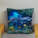 Axyaa Dolphin Ocean Pattern Cushion Cover for Kids Sofa & Home Decor