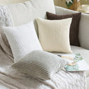 Axyaa Corduroy White Multi-Color Striped Throw Pillow Covers