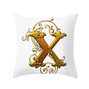 Axyaa European Gold 26 Letters Digital Printed Pillowcase for Home Decor